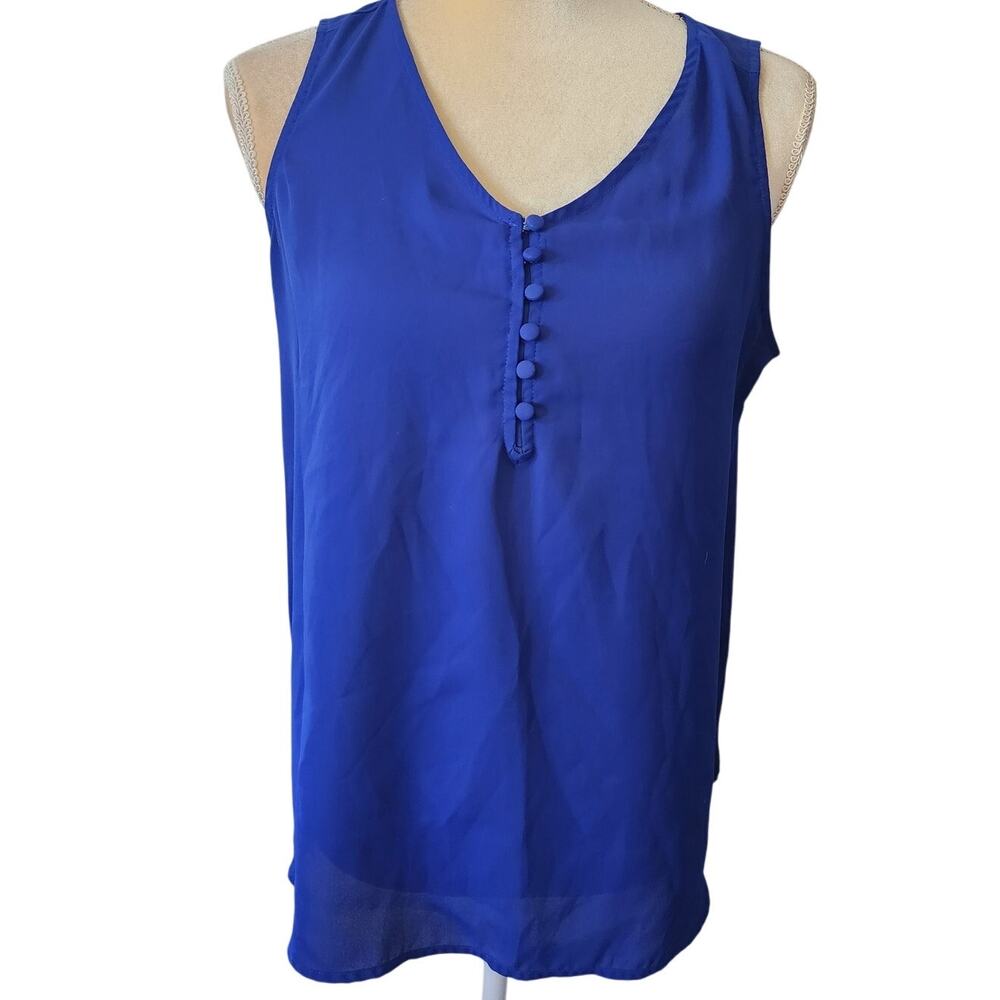 Apt. 9 Blue Tank Top Semi Sheer Blouse Size Medium